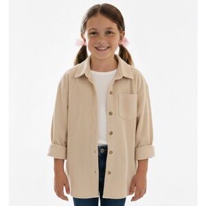ART CLASS Oversized Lightweight Corduroy Layering Shirt, Girls XL, Ivory